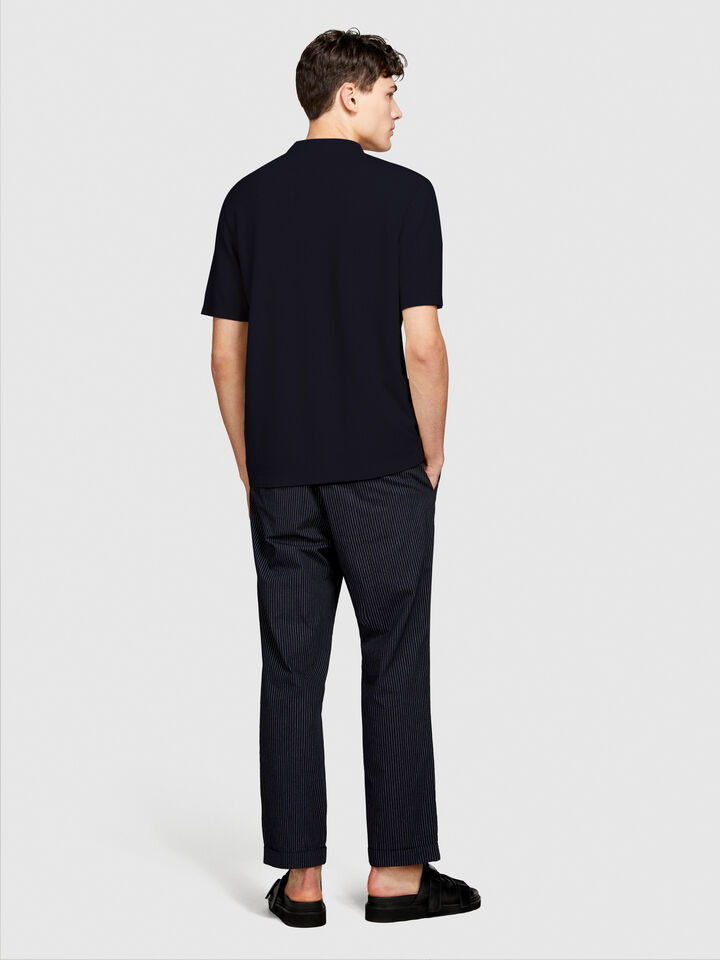 T-shirt in pique - men's short sleeve t-shirts - Dark Blue | Sisley image number 3